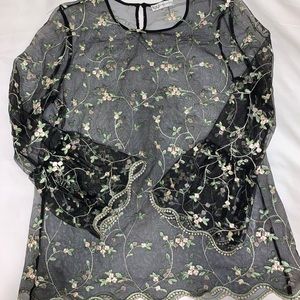 Neiman Marcus sheer flower blouse